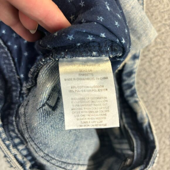 VTG Seventeen Jean Shorts Sz 11 Patriotic Distressed Cut Off Denim Blue Striped - Picture 5 of 12